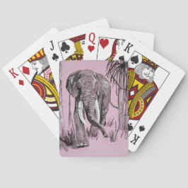Baralho Elefante Atravessando A Savana-De-Pé-Rosa