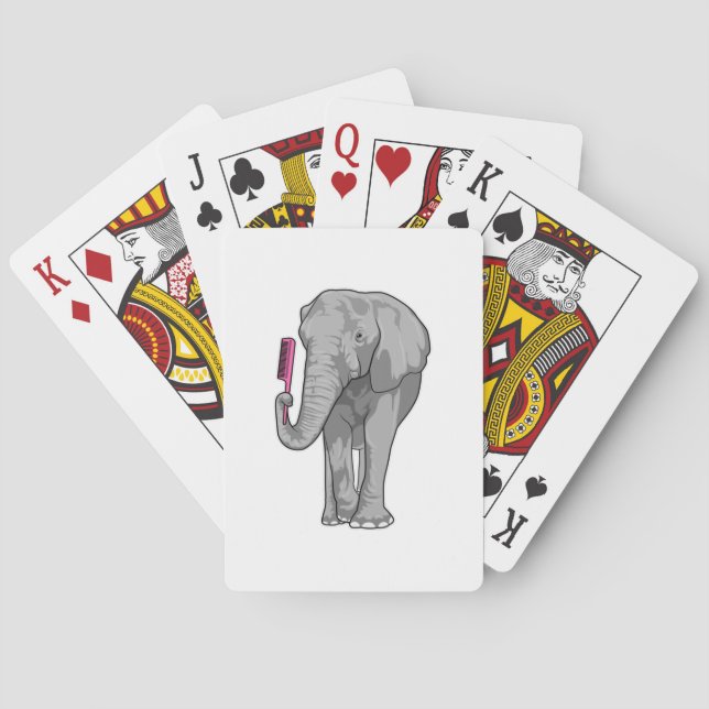 Baralho Elefante como cabeleireiro com Comb (Verso)