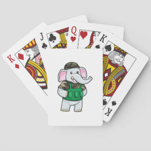 Baralho Elefante como Soldado com Uniforme e Capacete