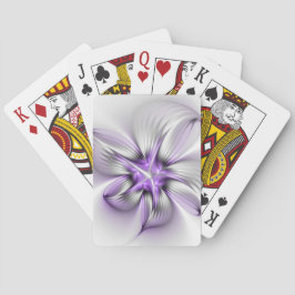 Baralho Elegância Floral Arte Fractal Violeta Abstrata Mod