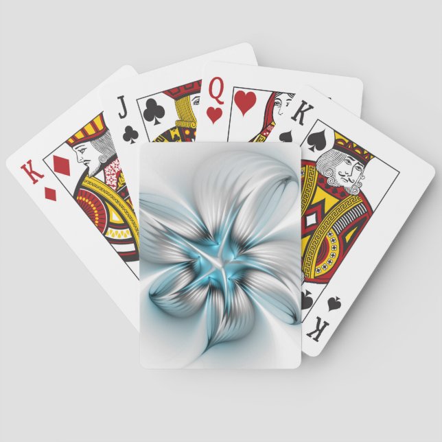Baralho Elegância Floral Moderna Abstrato Azul Arte Fracta (Verso)