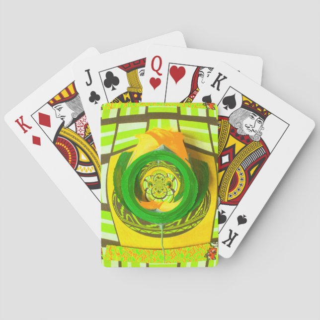 Baralho Elegância ouro: Linda Arte Rosa Amarela Africana (Verso)