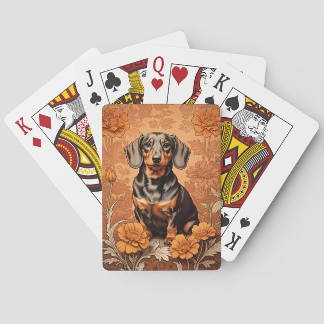 Baralho Elegante Dachshund E Marigolds (Verso)
