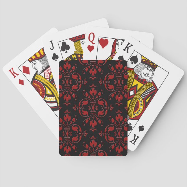 Baralho Elegante Damasco Vermelho e Preto (Verso)