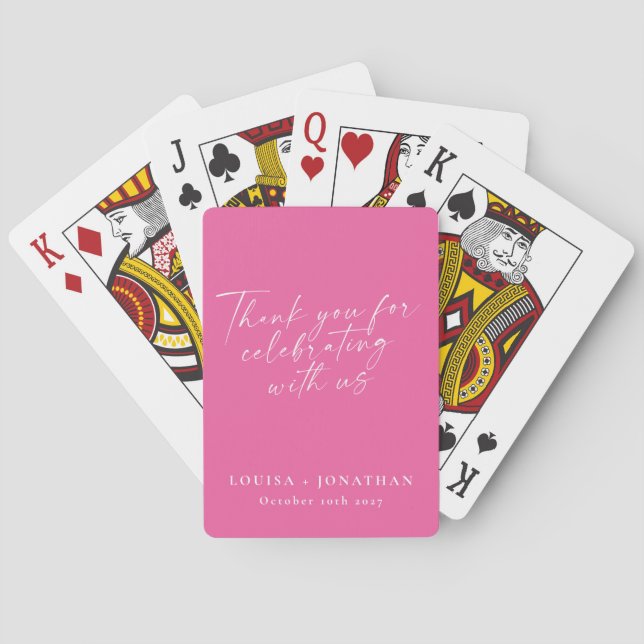 Baralho Elegante Hot Pink Trendy Script Personalizado Obri (Verso)