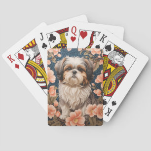 Baralho Elegante Shih Tzu Dog William Morris Inspirou