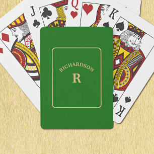 Baralho Elegante Solitário Minimalista Verde e Dourado da