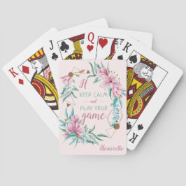 Baralho Elegante tipografia floral com citação monogramada