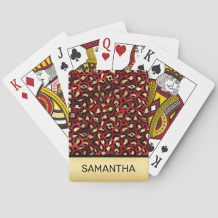 Baralho Elegantes manchas de leopardo vermelhas escarlates