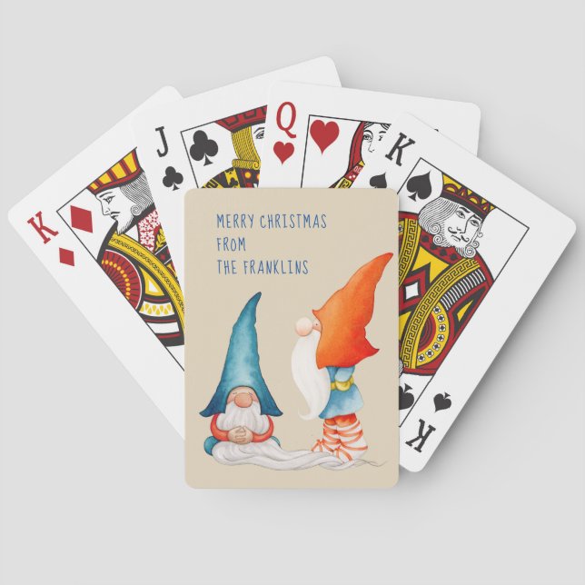Baralho Elfos de Natal Personalizados, Duas Cores (Verso)