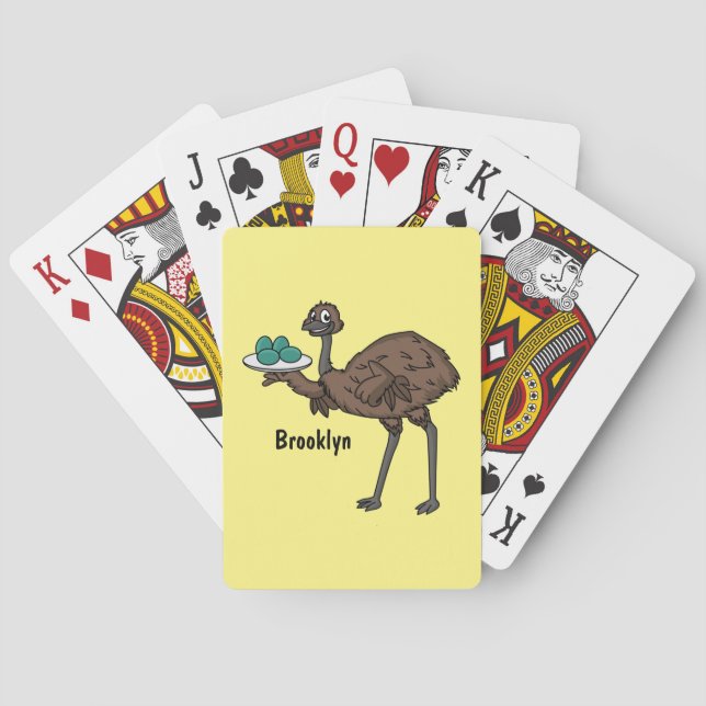 Baralho Emu com ilustração de desenho animado de ovos (Verso)