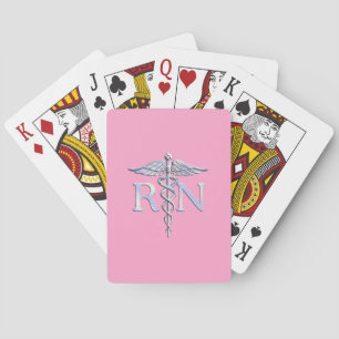 Baralho Enfermeira Registrada RN Caduceus em Pastel Pink