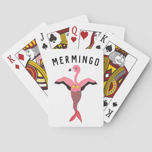 Baralho Engraçado Mermingo Gráfico: Cartões Flamingo-Merma (Verso)