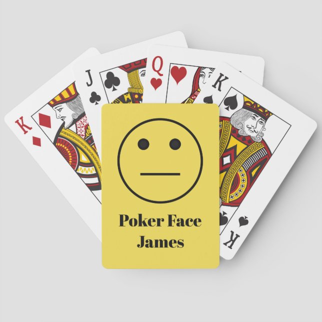Baralho Engraçado Poker Face Emoji em Amarelo Adicione seu (Verso)