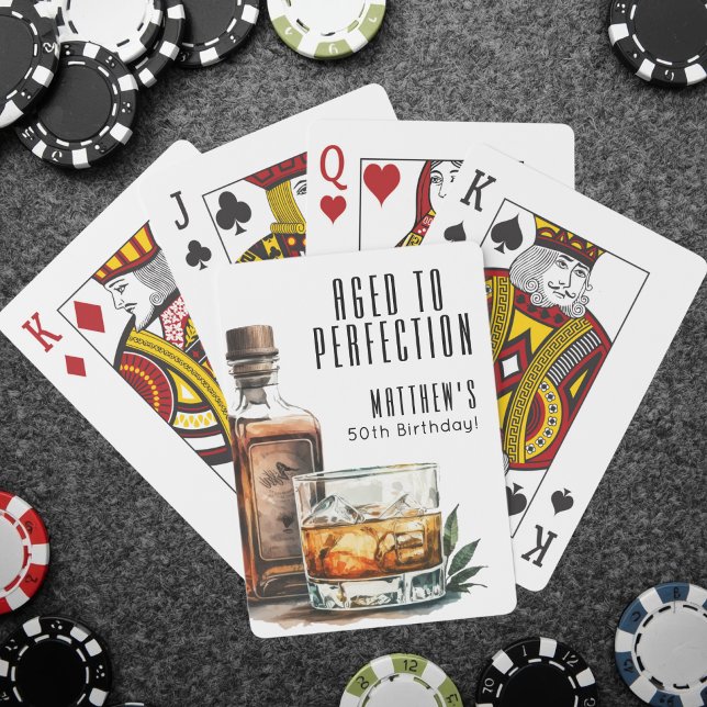 Baralho Envelhecido na Perfeição Whiskey de Aniversário pa (Aged To Perfection Men's Birthday Whiskey Poker Cards)