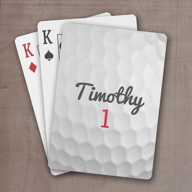 Baralho Escregos de Golf com o nome preto Número Vermelho (Classic Golf Design - Personalize these golf-themed playing cards)