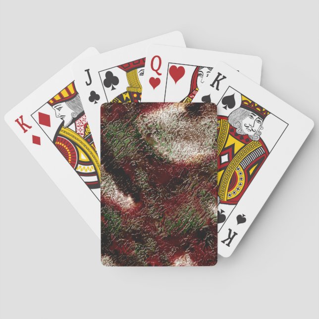 Baralho Espalhar textura em castanho a verde-musgo e branc (Verso)