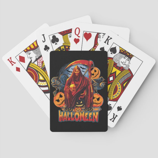 Baralho Esqueleto de Mau de Halloween, Abóbora (Verso)