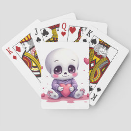 Baralho Esqueleto Kawaii Segurando Coração
