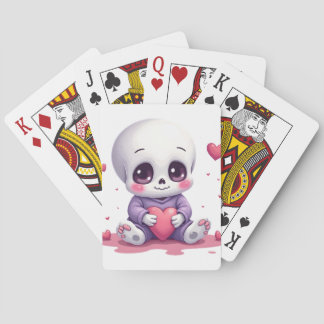 Baralho Esqueleto Kawaii Segurando Coração
