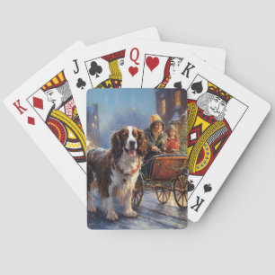 Baralho Estação Festiva de Natal Inglês Springer Spaniel