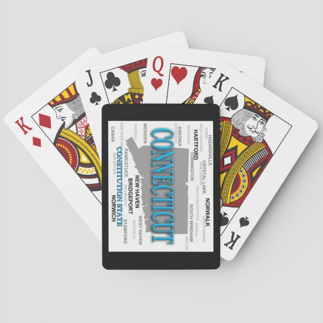 Baralho Estado de mapa de Connecticut, Hartford, New Haven (Verso)