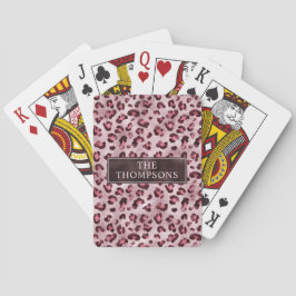 Baralho Estampa Animal Leopardo Rosa Com Folha Falsa E Nom