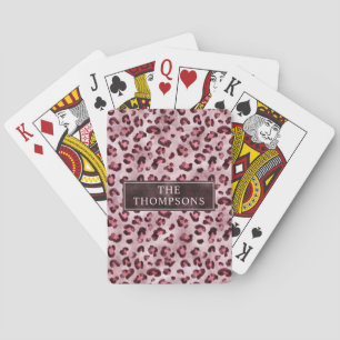 Baralho Estampa Animal Leopardo Rosa Com Folha Falsa E Nom