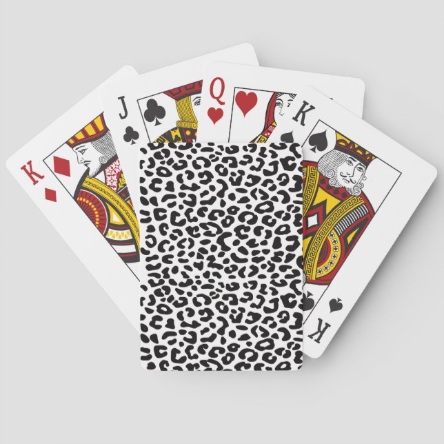 Baralho Estampa Clássica de Leopardo Preto e Branco (Verso)