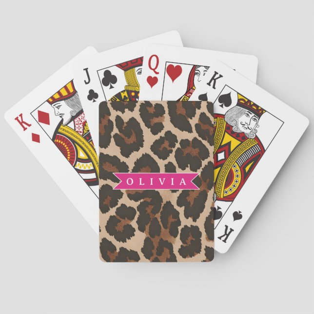 Baralho Estampa Personalizada de Leopardo Rosa Chic Estamp (Verso)