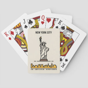 Baralho Estátua da Liberdade Nova York Arte Linha Minimali