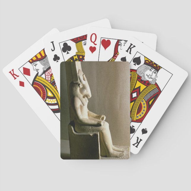 Baralho Estátua do deus Montu com a cabeça de um touro, f (Verso)