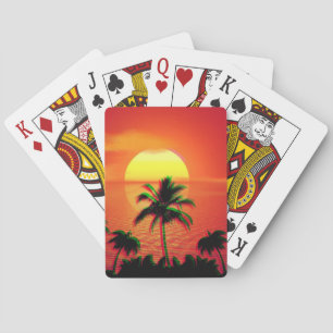 Baralho Estética Vaporwave Pôr do Sol Caribenho Retro 80s