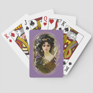 Baralho Estilo Elegante Mucha Retrato de uma Bela Mulher