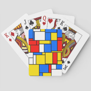 Baralho Estilo Inspirado Mondrian Padrão Amarelo Vermelho