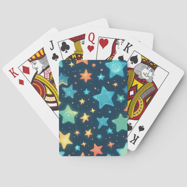 Baralho Estrelas brilhantes e fofas em azul (Verso)