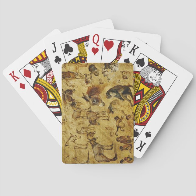 Baralho Estudos de Animais: Macacos, Macacos, Gatos e Cães (Verso)