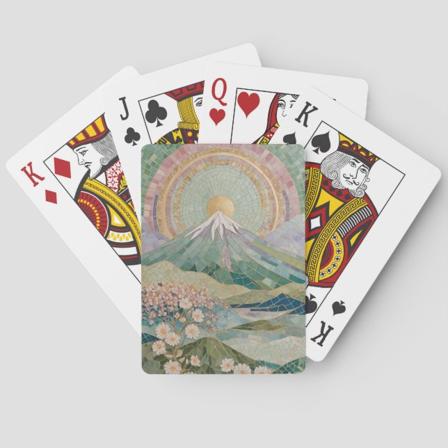 Baralho Ethereal Bloom: Pastel Mosaic Volcano in Spring (Verso)