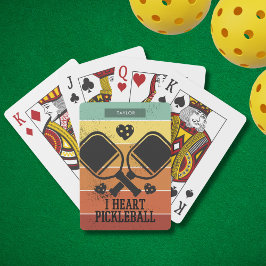 Baralho Eu Amo Pickleball Retro Strips Nome Monograma