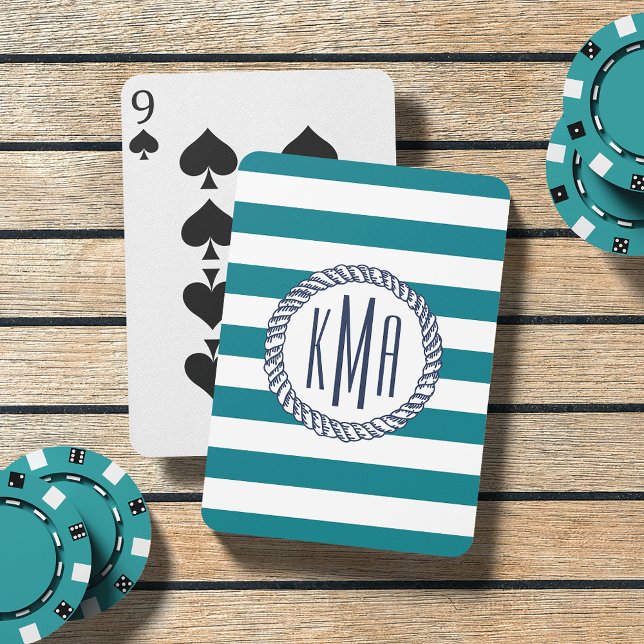 Baralho Faixa Teal da Casa de Praia e Monograma do Marinho (Criador carregado)