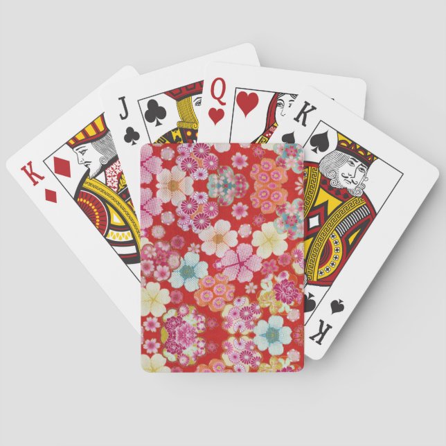 Baralho Falln Crimson Floral Chirimen (Verso)