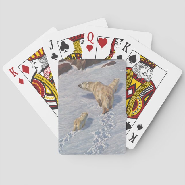 Baralho Família de Ursos Polares na Neve Ártica (Verso)