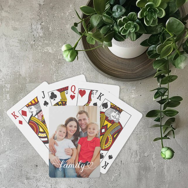 Baralho Família White Script Foto Personalizada (Criador carregado)