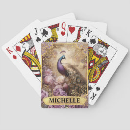 Baralho Fantasia Romântica de Peacock e Rosas Roxos