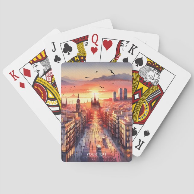 Baralho Fantasy Cute Barcelona Sunset View (Verso)