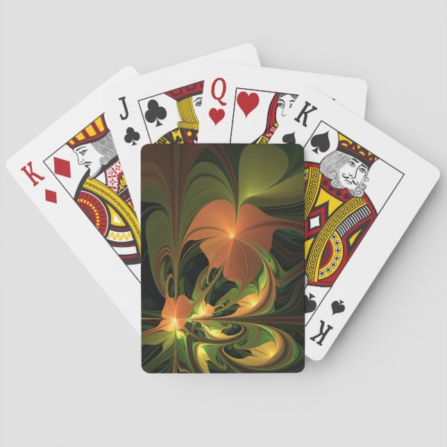 Baralho Fantasy Plant Abstrato Green Rust Brown Fractal (Verso)