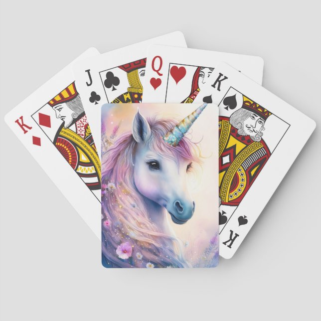 Baralho Fantasy Unicorn tocando cartas (Verso)