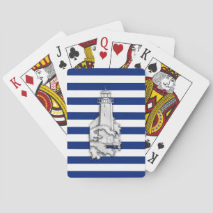 Baralho Farol Estilo Chrome em Listras Náuticas Azuis