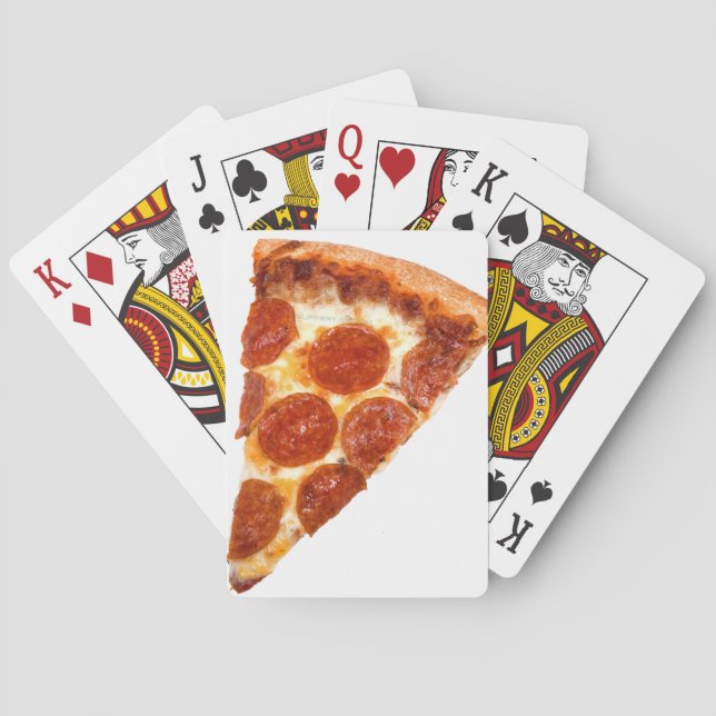 Baralho Fatia de pizza de pepperoni clássica da SlipperyJo (Verso)