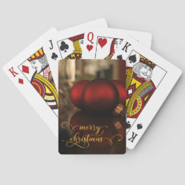 Baralho Faux Gold Foil Feliz Natal c/ Bolas de Vidro Verme